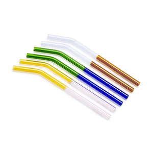 Two-Tone Borosilicate Glass Straws - Set of 6 - H+E Goods Company