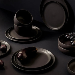 Tunisian 12pc Dinnerware set - Matte Black - H+E Goods Company
