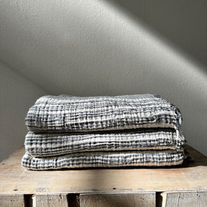 Joshua Cotton Gauze Towel - Grey - H+E Goods Company