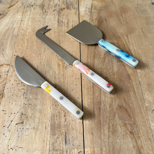 Cheese Knife Set - White w/ Red / Blue / Yellow - H+E Goods Company