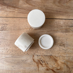 Marble Round Pill Box - White - H+E Goods Company