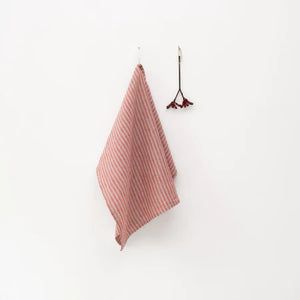 Red Stripes Washed Linen Tea Towel - H+E Goods Company