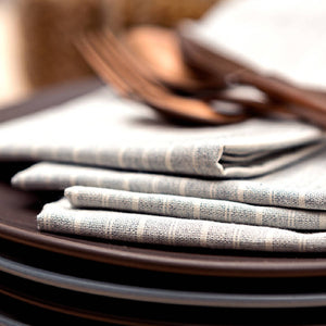 Grey Striped Cotton Napkin - Set Of 4 - H+E Goods Company
