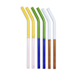 Two-Tone Borosilicate Glass Straws - Set of 6 - H+E Goods Company