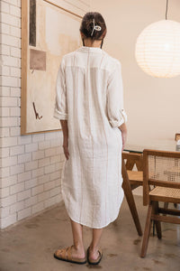 Carter Fundamental Linen Shirt Dress - Off White & Nutmeg - H+E Goods Company