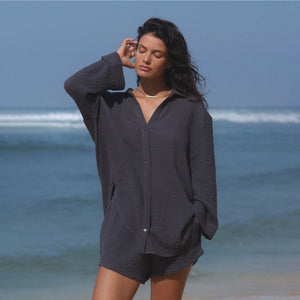 Echo Maxi Shirt - Navy - H+E Goods Company