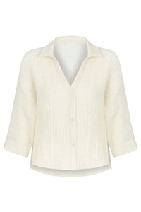 Echo Mini Shirt - Natural with Gold Stripes - H+E Goods Company