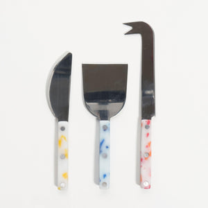 Cheese Knife Set - White w/ Red / Blue / Yellow - H+E Goods Company