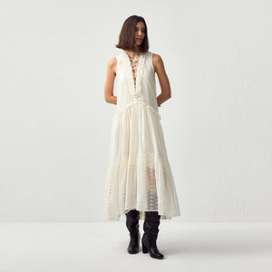 drawstring lace maxi dress CUBIC Lace Drawstring Maxi Dress