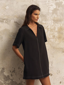 Mae Popover Mini Dress - Black - H+E Goods Company