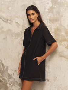 Mae Popover Mini Dress - Black - H+E Goods Company