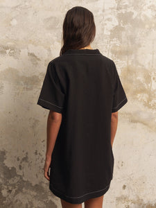 Mae Popover Mini Dress - Black - H+E Goods Company