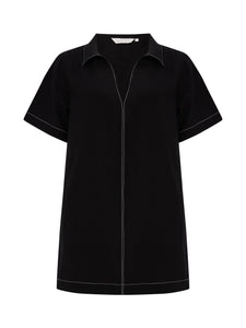 Mae Popover Mini Dress - Black - H+E Goods Company