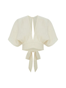Mare Top - Natural with Gold Stripes - H+E Goods Company