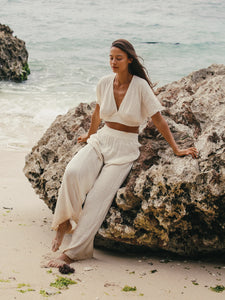 Mare Top - Natural with Gold Stripes - H+E Goods Company
