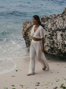 Mare Top - Natural with Gold Stripes - H+E Goods Company