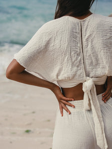Mare Top - Natural with Gold Stripes - H+E Goods Company