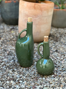 Stoneware Olive Oil Bottle 34 oz - Green - H+E Goods Company