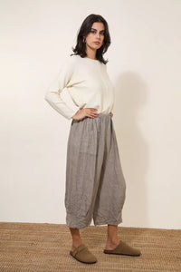 Wide Linen Trousers - White - H+E Goods Company