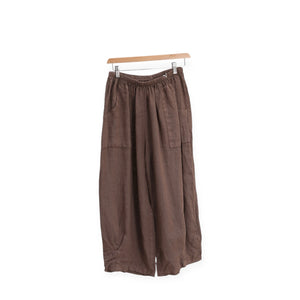 Wide Linen Trousers - Choco - H+E Goods Company