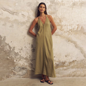 Zoe Maxi Dress - Khaki Green Khaki Green / S-M Zoe Maxi Dress - Khaki Green Khaki Green / S-M