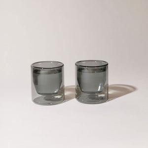 6 oz Double-Wall Grey Glass / Set of 2 - H+E Goods Company