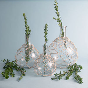Glass Bottleneck Vase with Woven Bamboo - H+E Goods Company