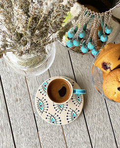 Espresso Cup with Sandblasted Saucer/Turquoise - H+E Goods Company