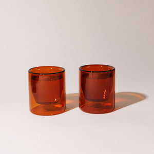 6 oz Double-Wall Amber Glass / Set of 2 - H+E Goods Company