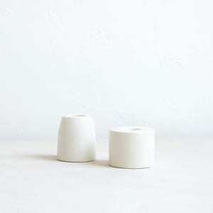 Petite Ceramic Taper Holder - Matte White - H+E Goods Company