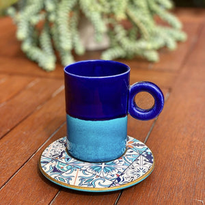 Coffee Mug with Turkish Tile Saucer - H+E Goods Company