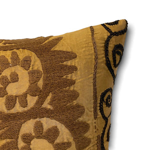 Edge of Allura Suzani Embroidered Pillow on white background - H+E Goods Company