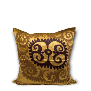 Front view of Avery Suzani Embroidered Pillow on white background - H+E Goods Company