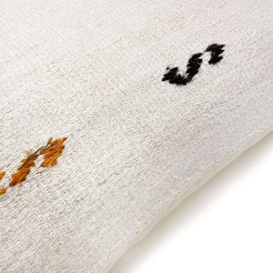 Close-up view of Balon Embroidery Hemp Pillow on white background - H+E Goods Company