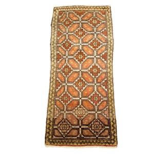 Front view of Banaz Vintage Oushak Rug on white background - H+E Goods Company
