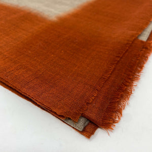 Edge of Camel & Titian Orange Light Weight Scarf on white background - H+E Goods Company