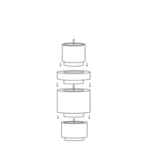 Schematic on how the Candl Stack - Yellow is made from 4 modular candles and can be stacked to your liking - H+E Goods Company