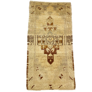 Front view of Dumanli Vintage Oushak Rug on white background - H+E Goods Company
