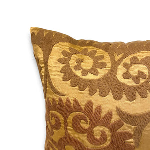 Edge of Earna Suzani Embroidered Pillow on white background - H+E Goods Company