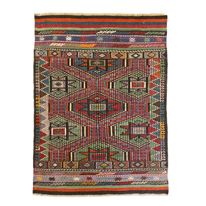 Front view of Elin Vintage Turkish Rug on white background - H+E Goods Company