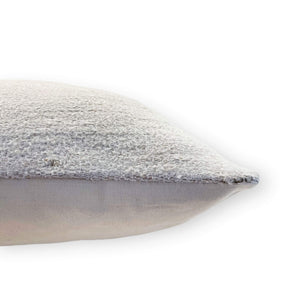 Sideview of Honsu Embroidery Hemp Pillow on white background - H+E Goods Company