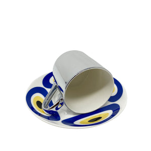 Reflective Evil Eye Turkish Coffee Cup - Silver - H+E Goods Company