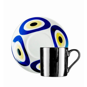 Reflective Evil Eye Turkish Coffee Cup - Silver - H+E Goods Company