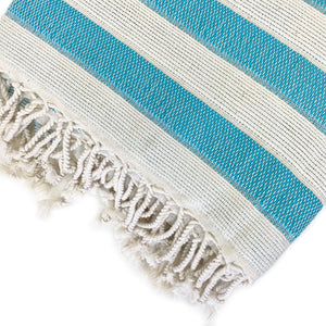 Turquoise Striped Turkish Towel - H+E Goods Company
