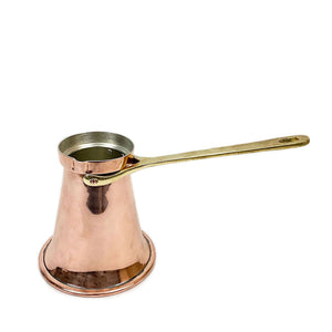 Copper Wooden Handle Turkish Coffee Pot Single Person Long Handle