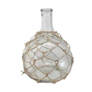 Glass Bottleneck Vase with Woven Bamboo - H+E Goods Company