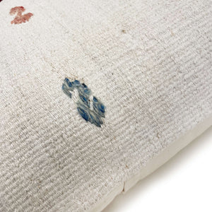 Close-up view of Ryoko Embroidery Hemp Pillow on white background - H+E Goods Company