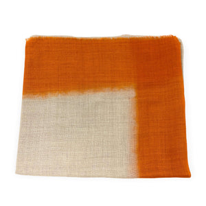 Front view of Tangerine & Taupe Light Weight Scarf on white background - H+E Goods Company