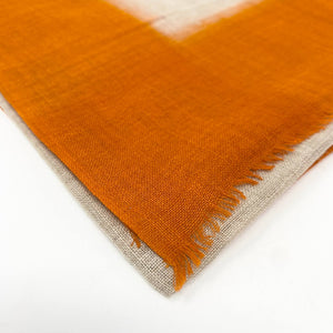 Edge of Tangerine & Taupe Light Weight Scarf on white background - H+E Goods Company