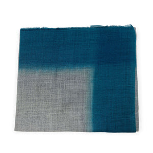 Front view of Turquoise & Dark Grey Light Weight Scarf on white background - H+E Goods Company